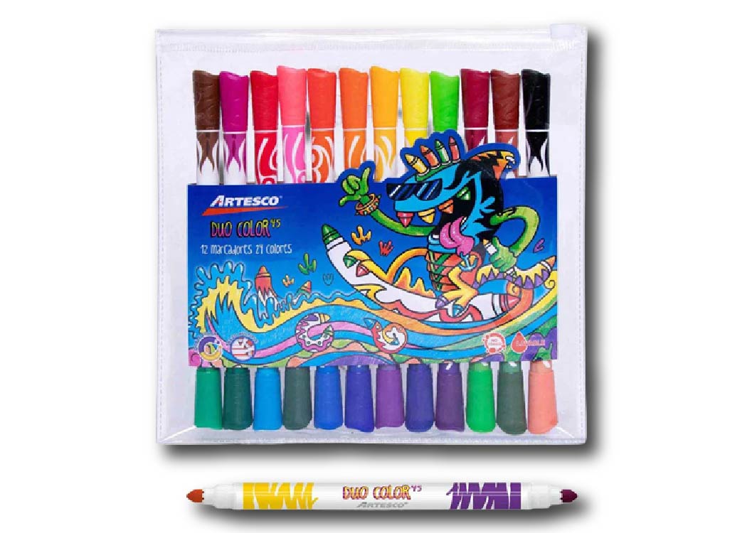 MARCADORES DUO COLOR 45 ESTUCHE X 12/24 COLORES